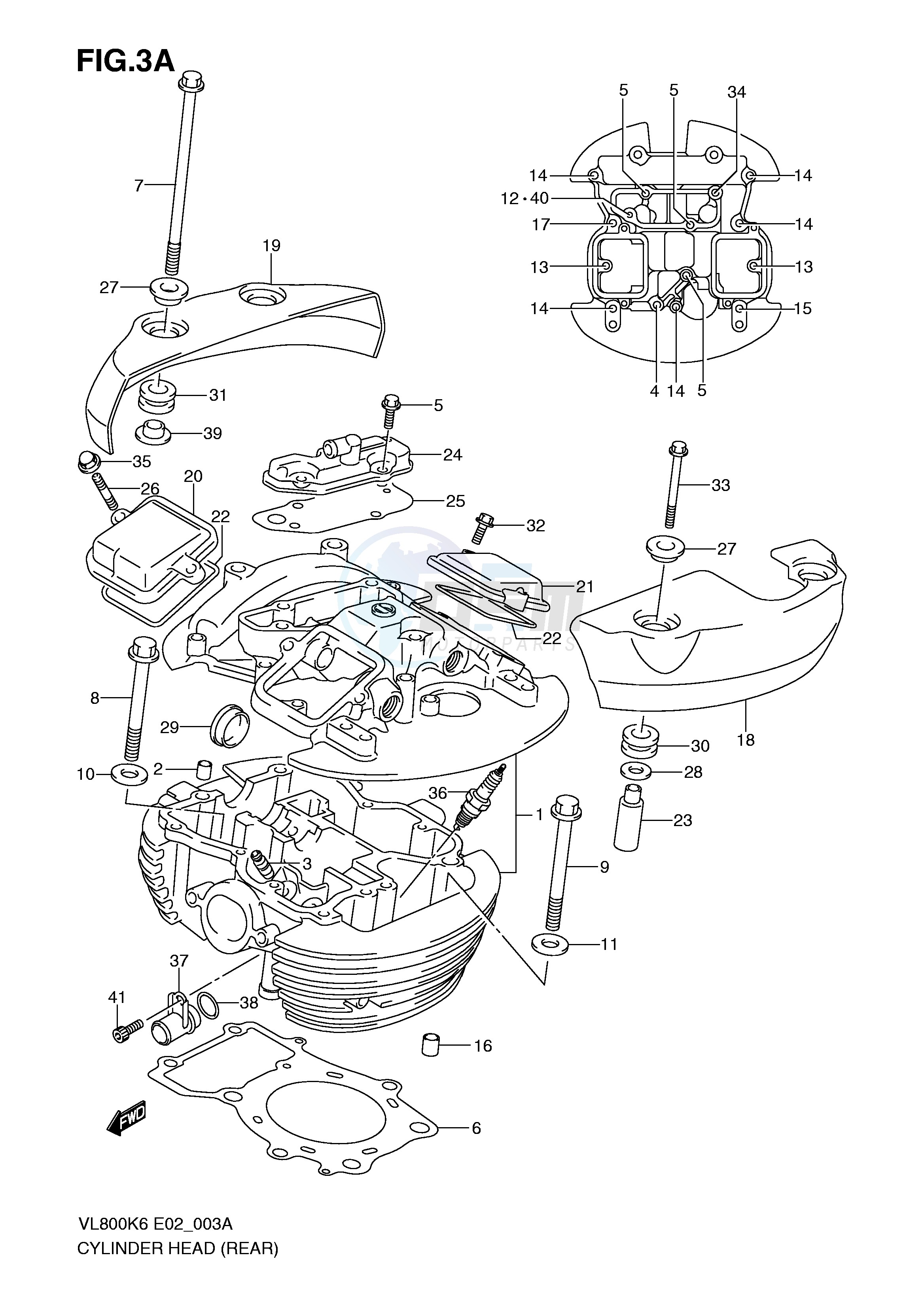 REAR CYLINDER HEAD (MODEL K9 L0) blueprint