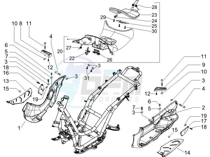 Central cover - Footrests image