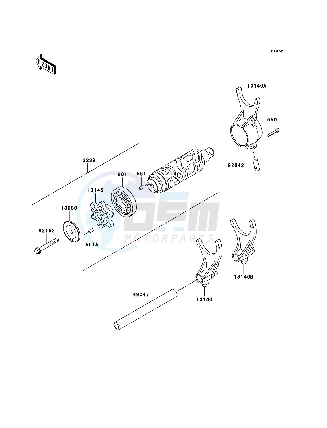 OEM Gear Change Drum/Shift Fork(s) - Kawasaki [Motorcycle] VN1600 