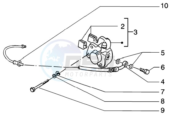 Front brake piping-front brake caliper blueprint