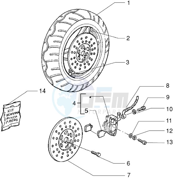 Front wheel - Caliper - (Disc brake version) blueprint
