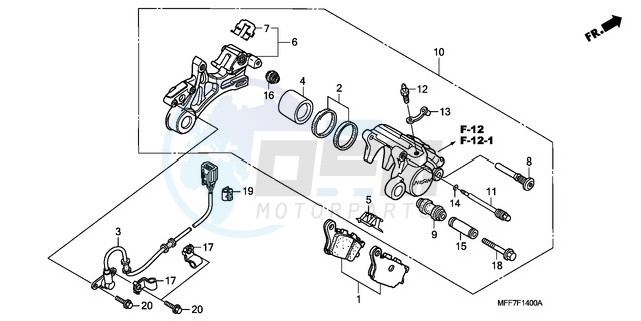 REAR BRAKE CALIPER/ SPEED SENSOR blueprint