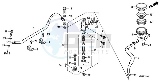 REAR BRAKE MASTER CYLINDER (CB600F/F3) blueprint