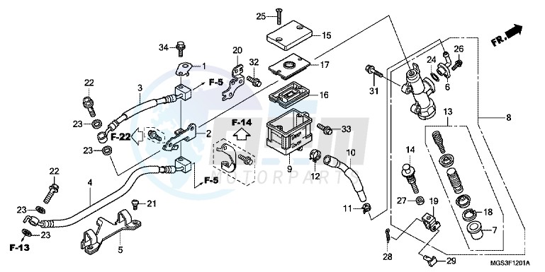 REAR BRAKE MASTER CYLINDER (NC700XA/ XD) image