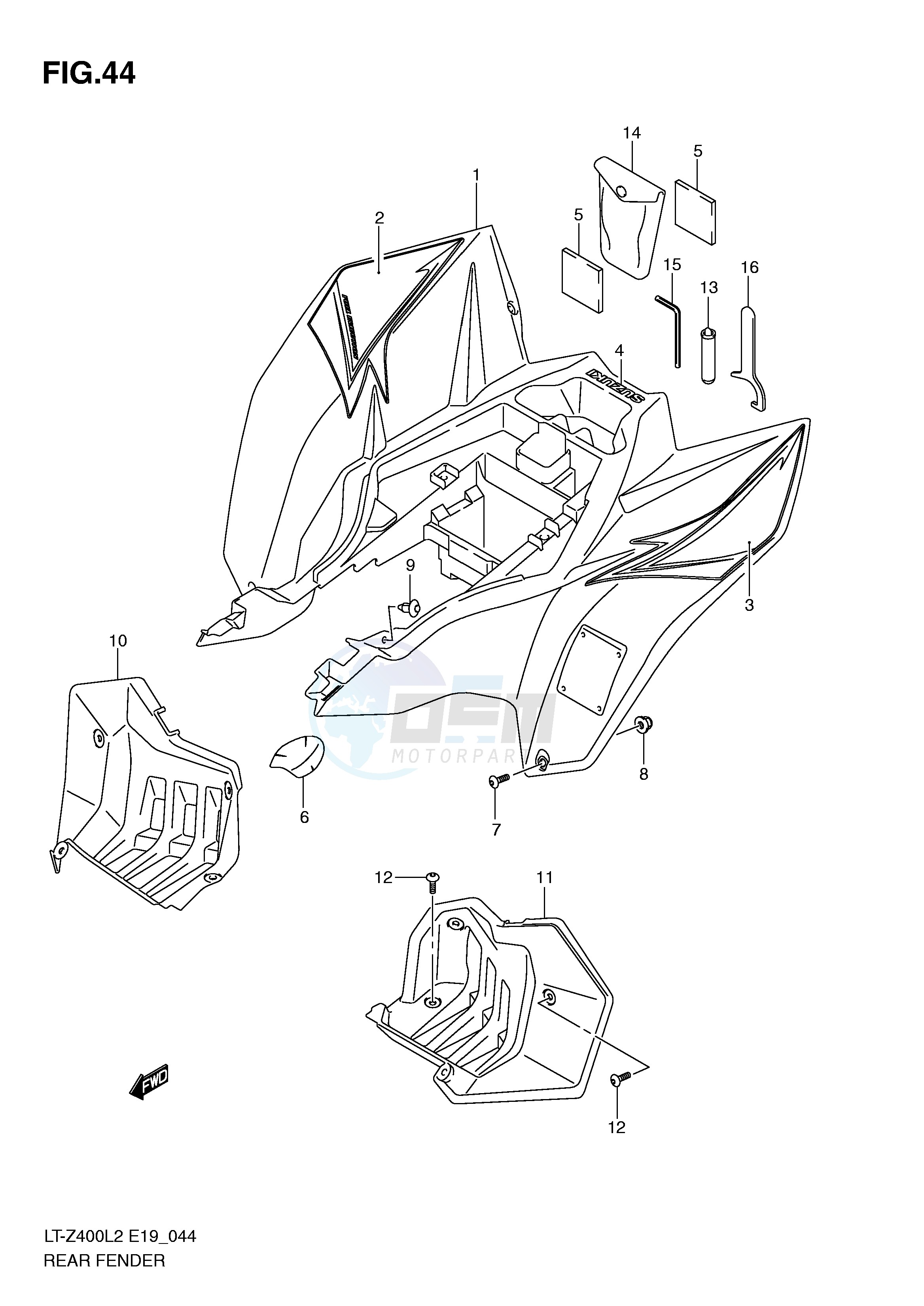 REAR FENDER (LT-Z400L2 E19) blueprint