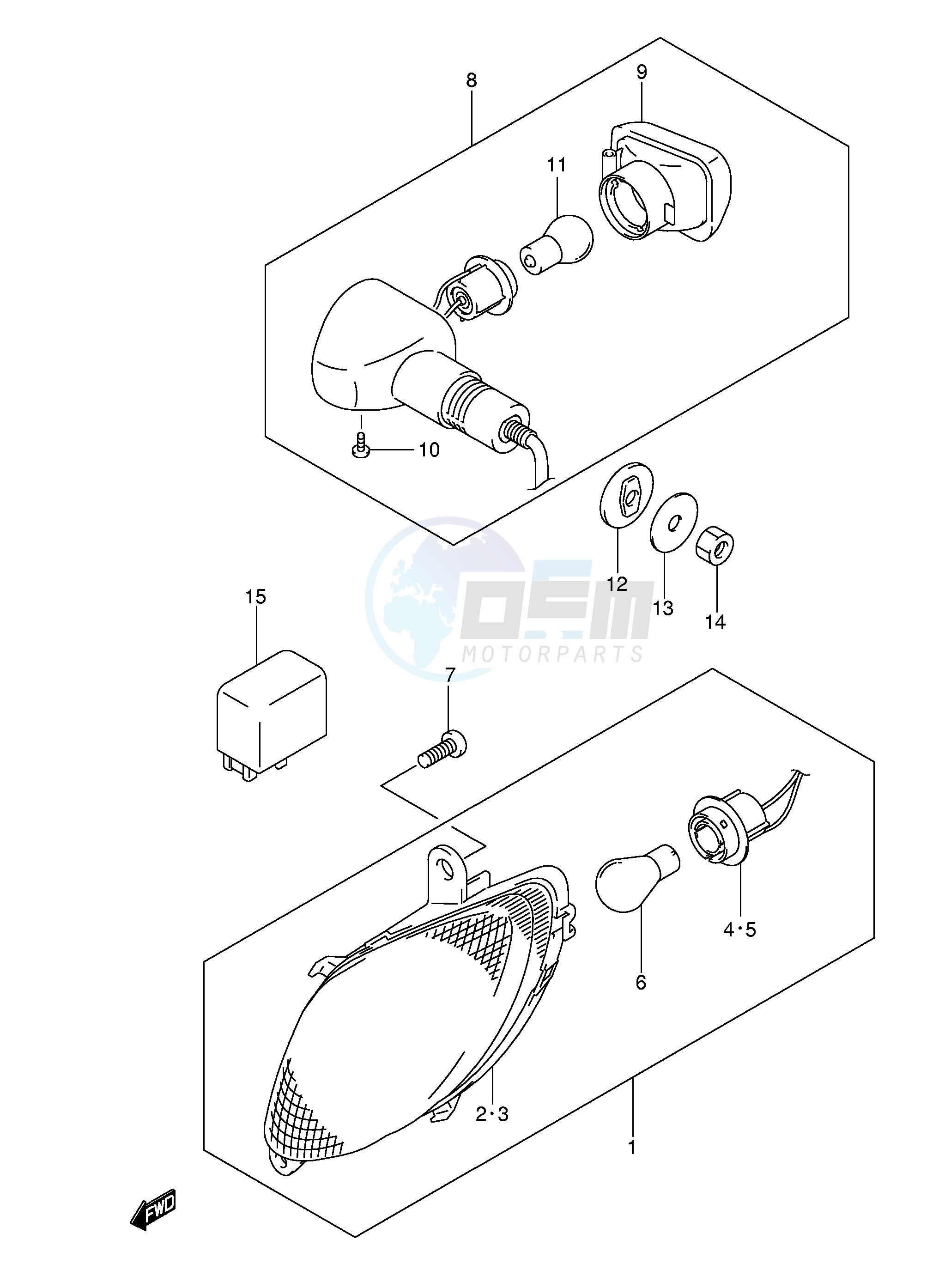 TURNSIGNAL LAMP (MODEL K5 K6 K7) blueprint