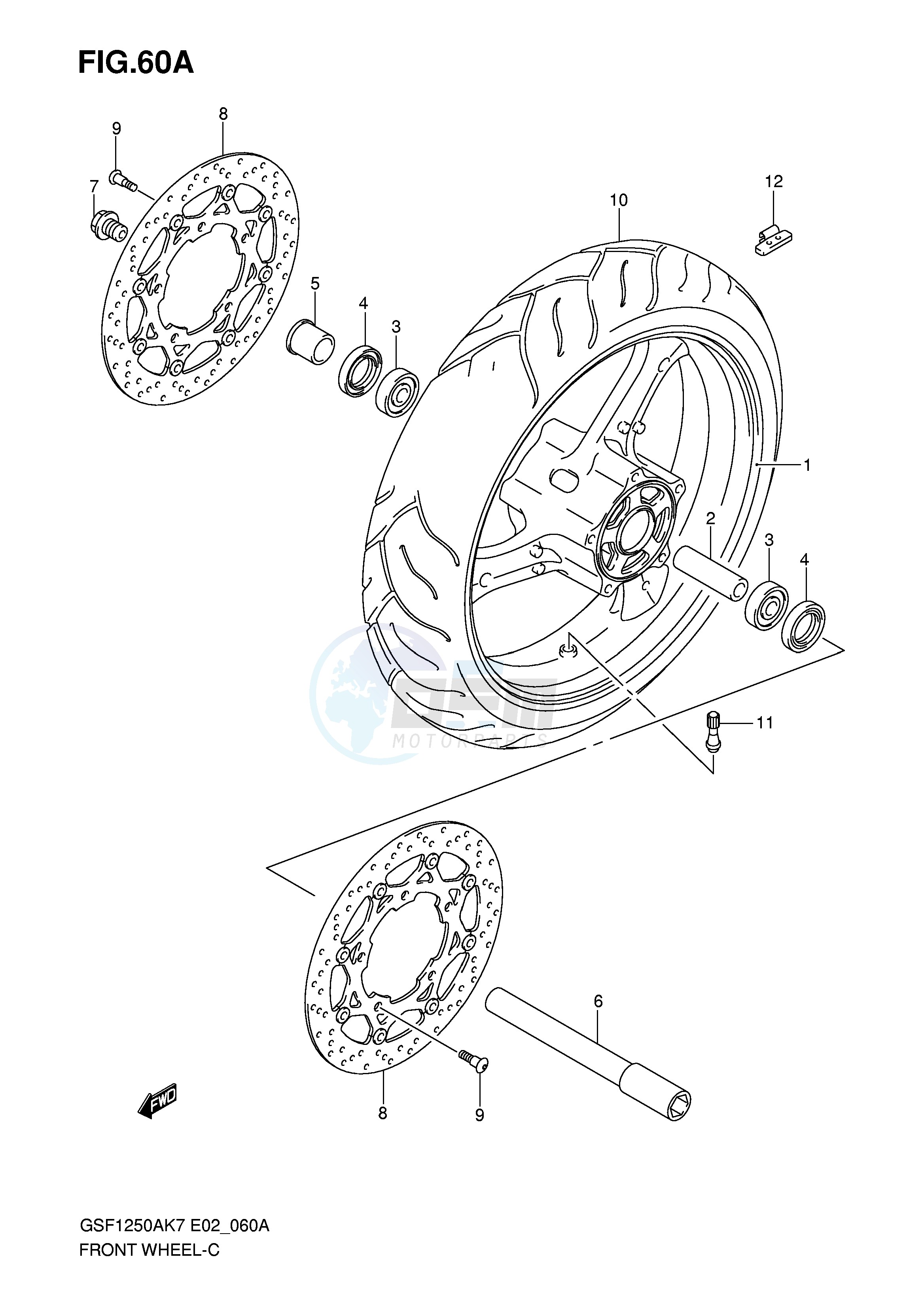 FRONT WHEEL (GSF1250K7 SK7 K8 SK8 K9 SK9 SL0) image