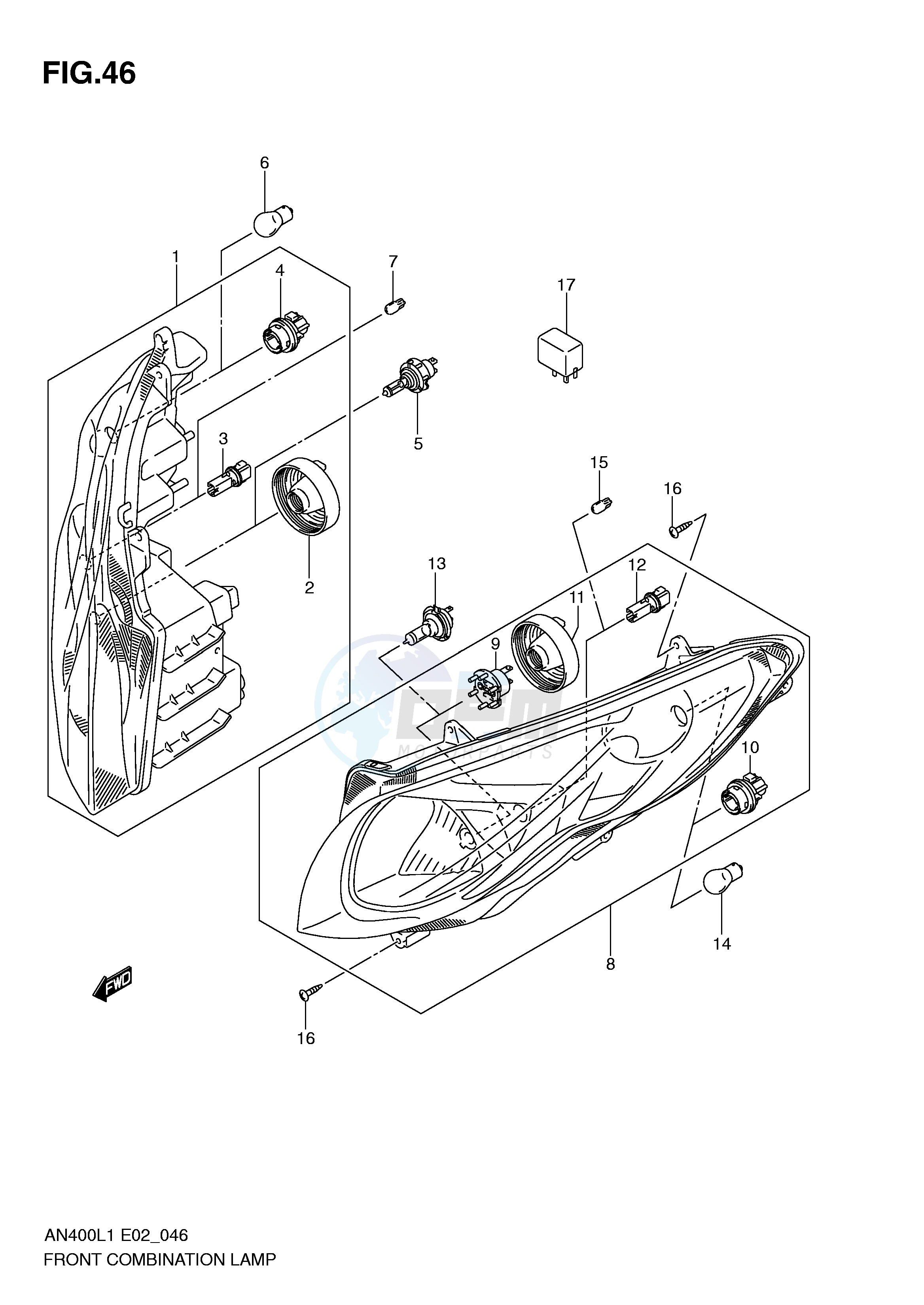 FRONT COMBINATION LAMP (AN400L1 E2) blueprint