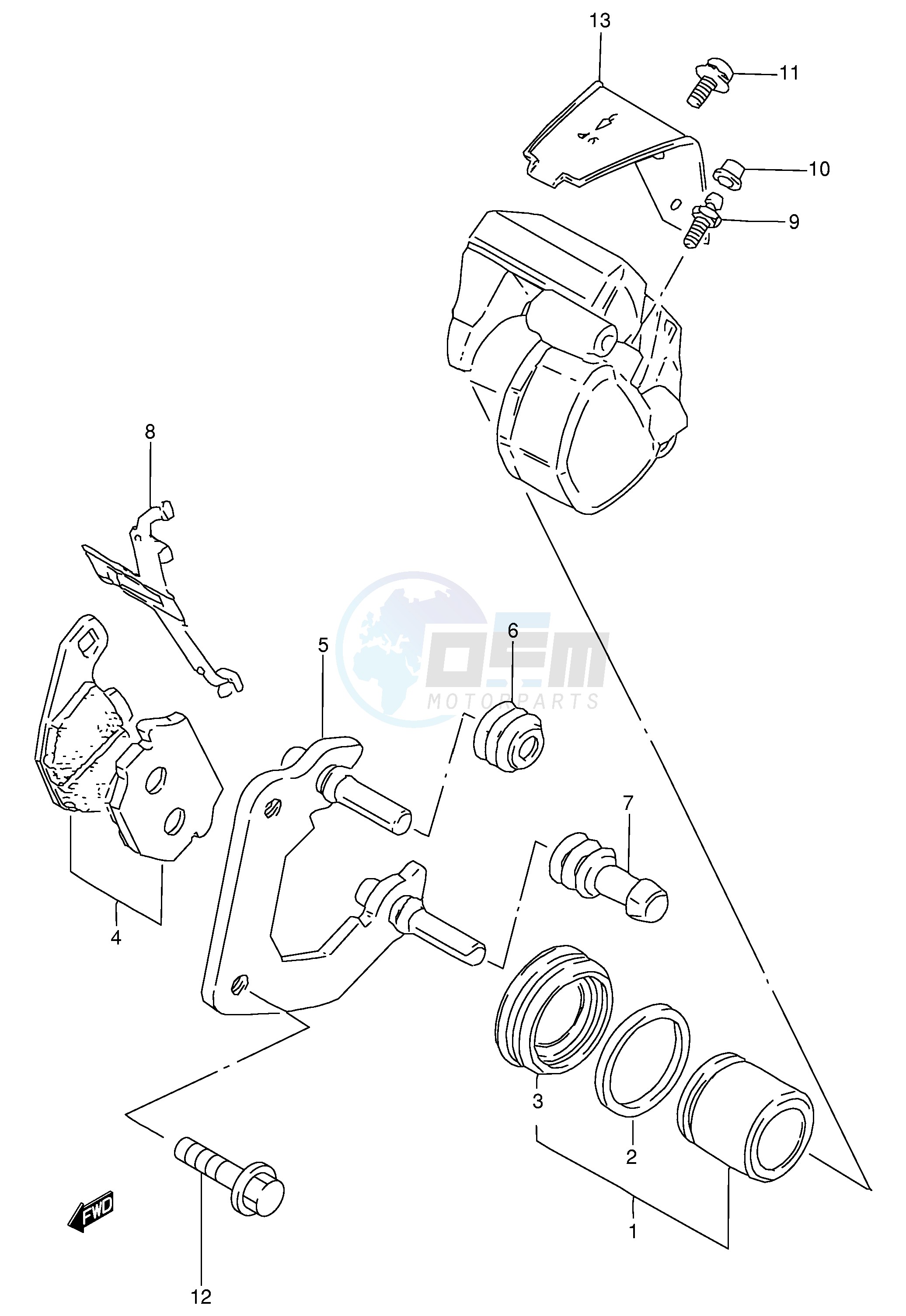 FRONT CALIPER (SEE NOTE) blueprint