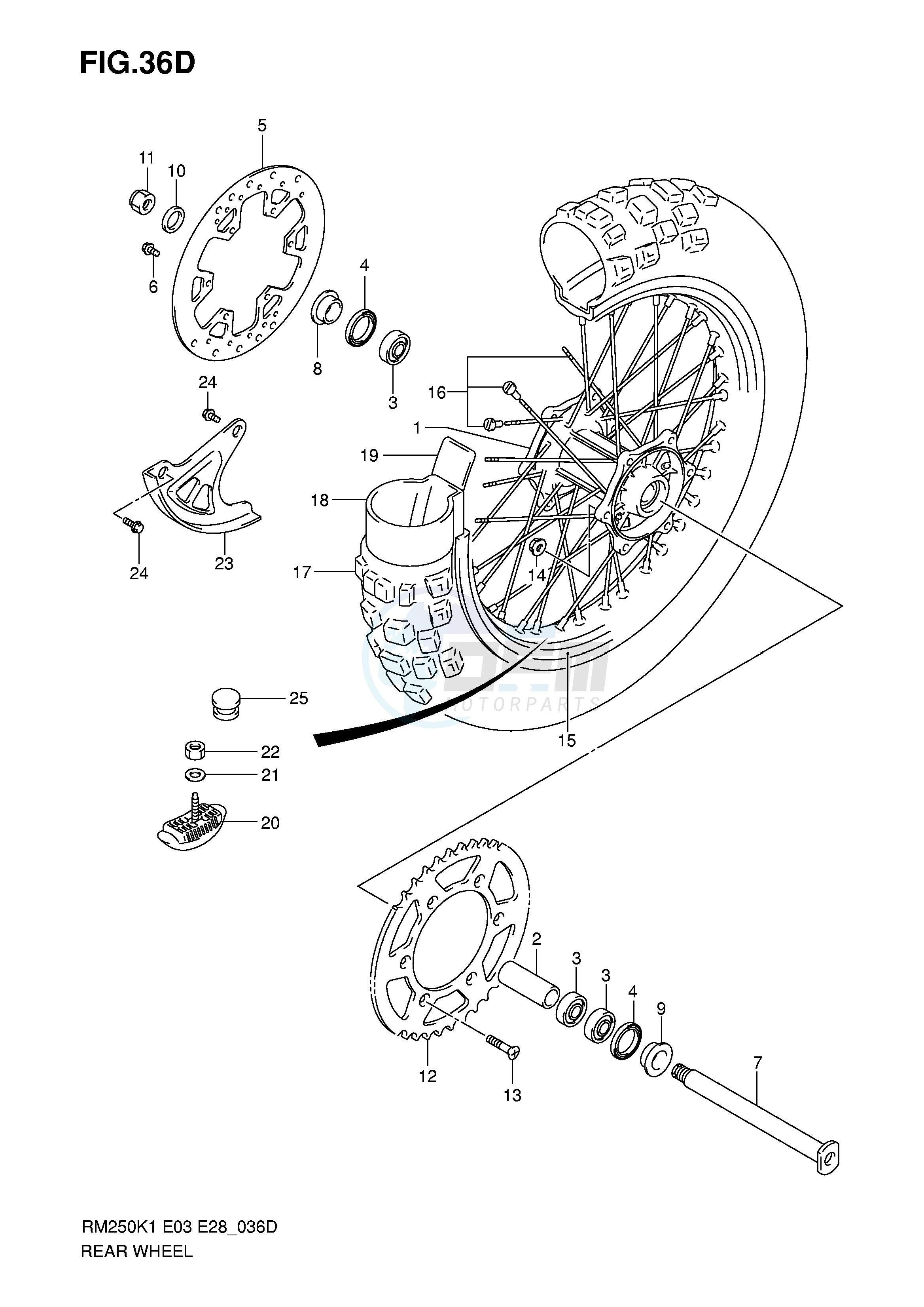 REAR WHEEL (RM250K6) image