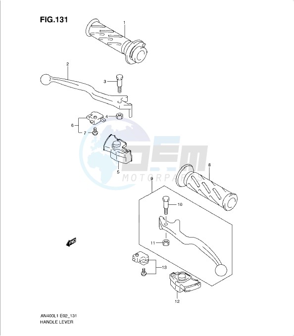 HANDLE LEVER (AN400L1 E19) blueprint