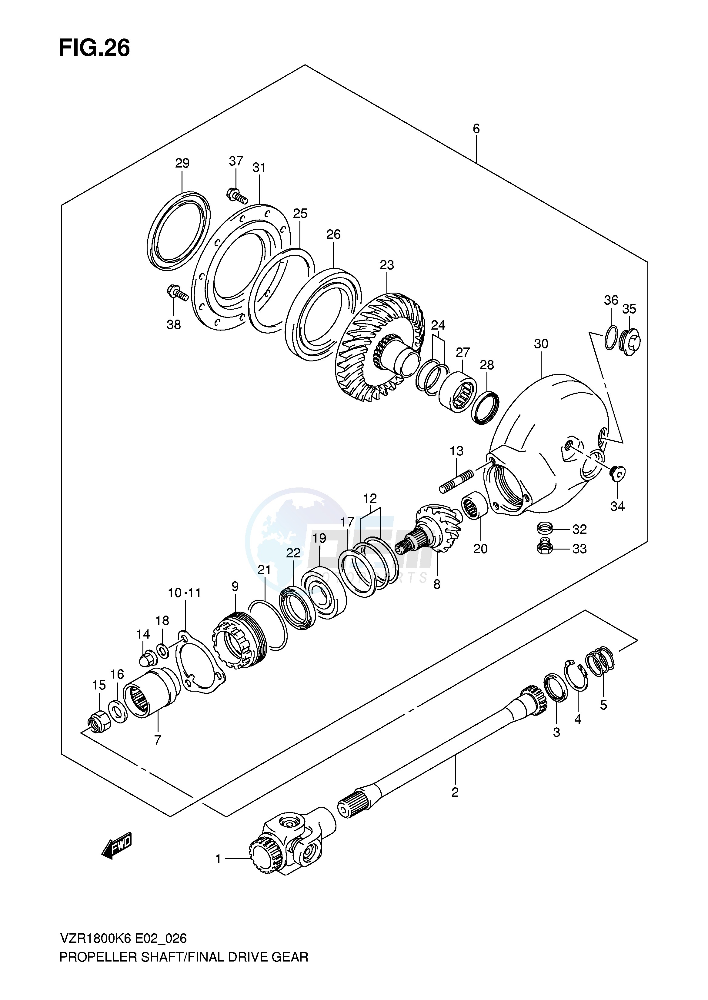 PROPELLER SHAFT FINAL DRIVE GEAR (MODEL K6 K7) image