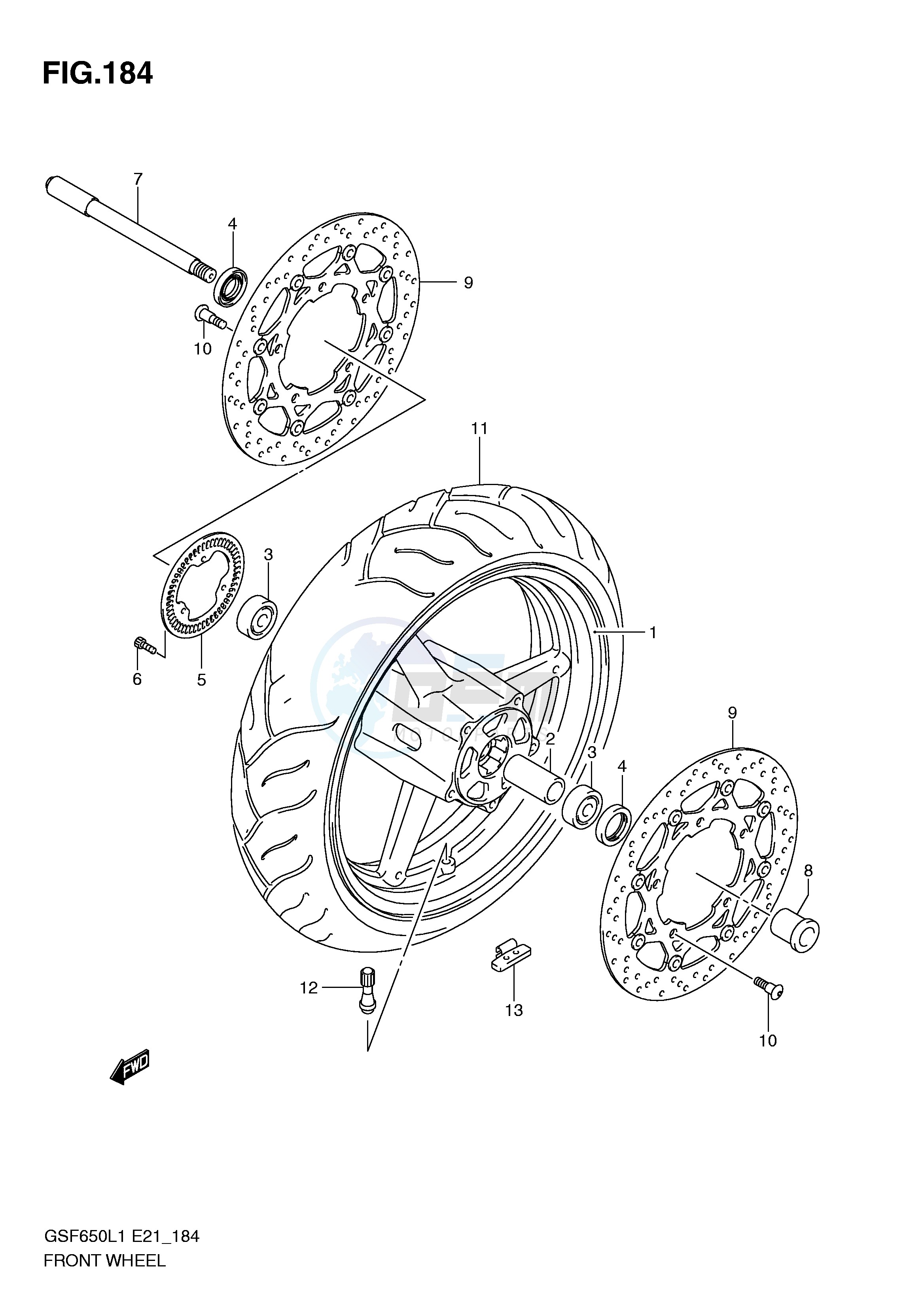 FRONT WHEEL (GSF650SUAL1 E21) blueprint