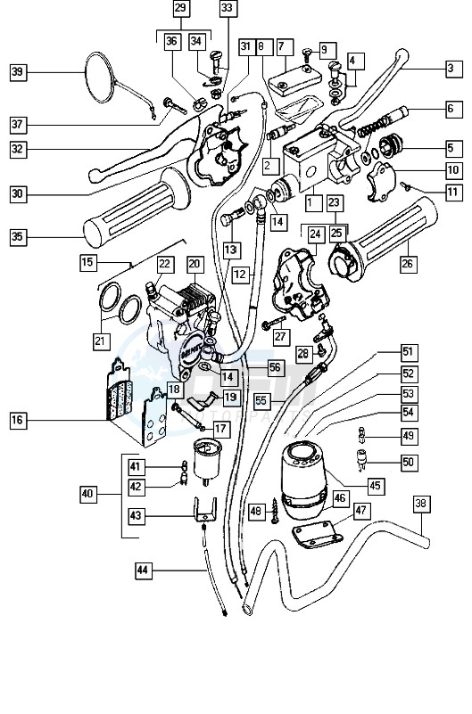 Handle bar-grips-speedometer-front brake blueprint