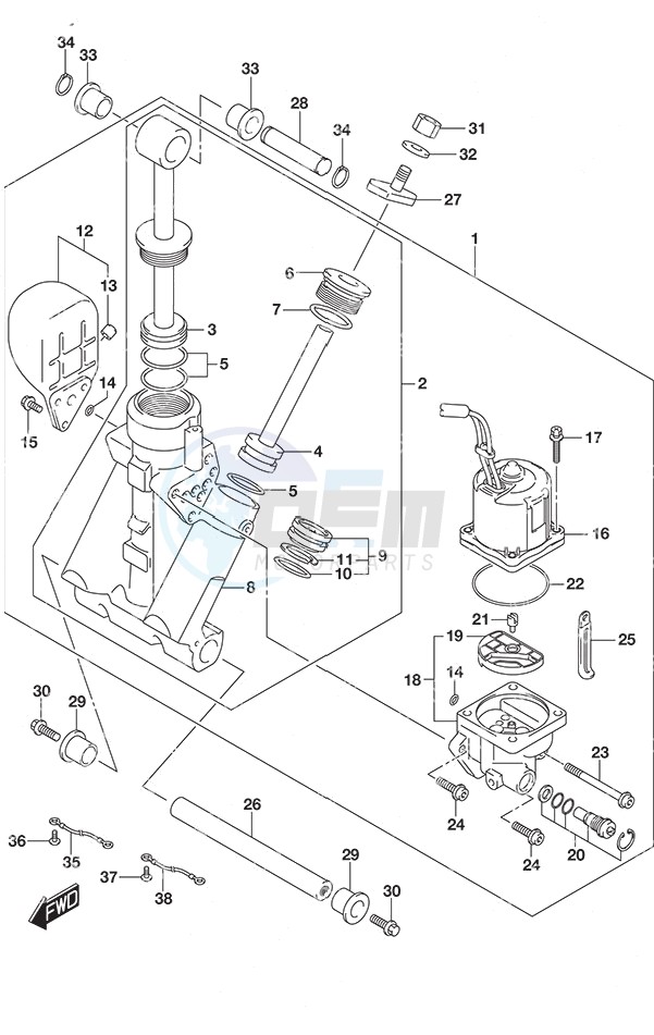Trim Cylinder SS Model w/Transom (L) blueprint