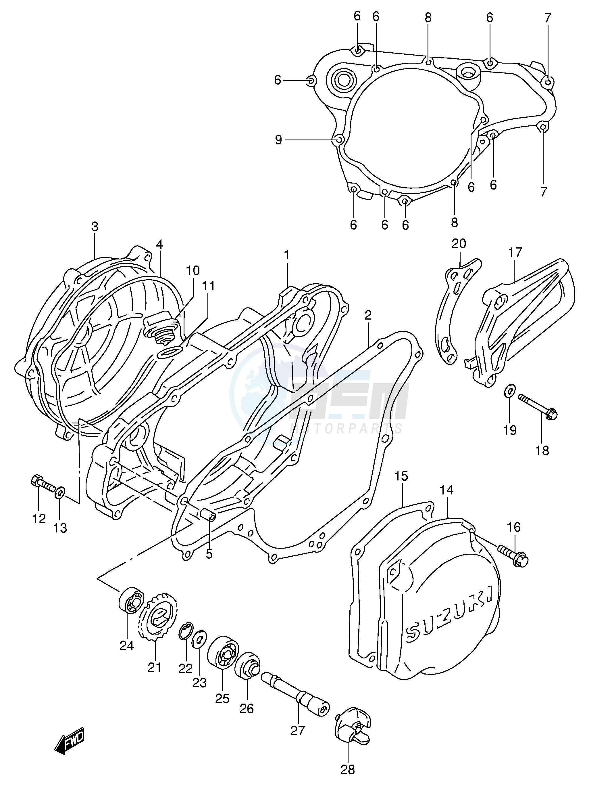 CRANKCASE COVER- WATER PUMP (MODEL W X Y) blueprint