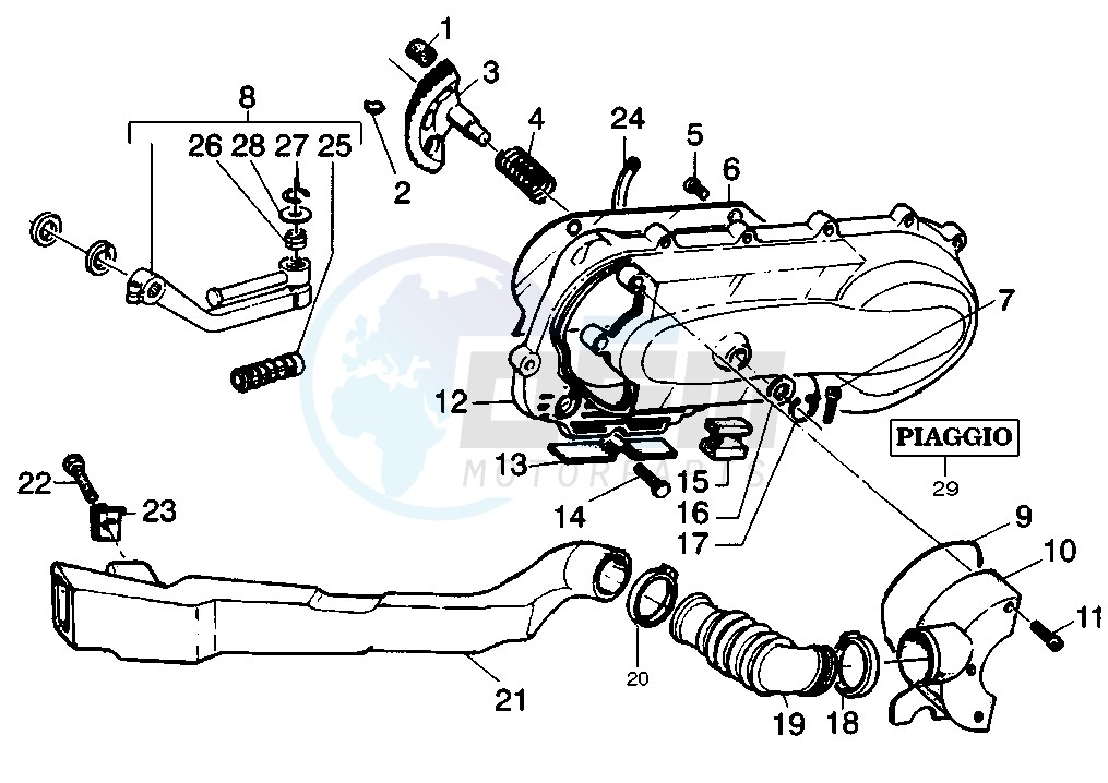 Starting lever - Crankcase - Cooling image