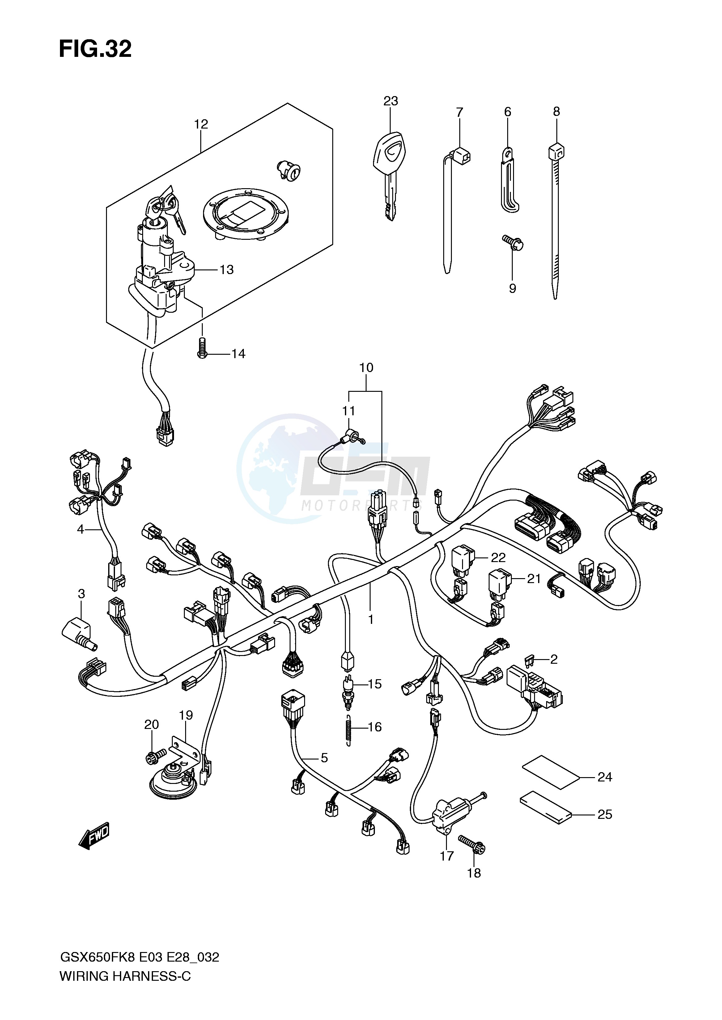 WIRING HARNESS (GSX650F) blueprint