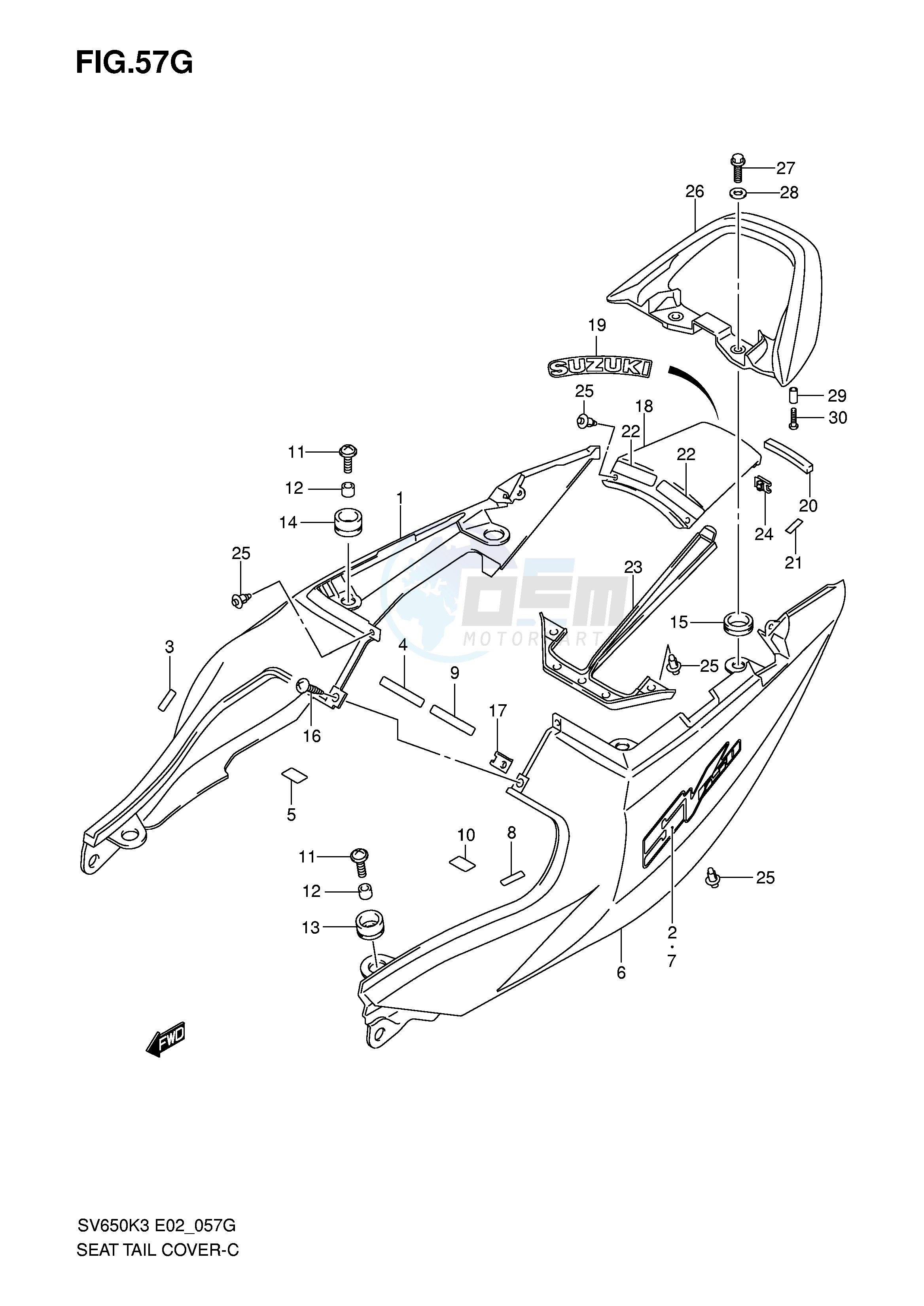 SEAT TAIL COVER (SV650K7 AK7 UAK7) blueprint