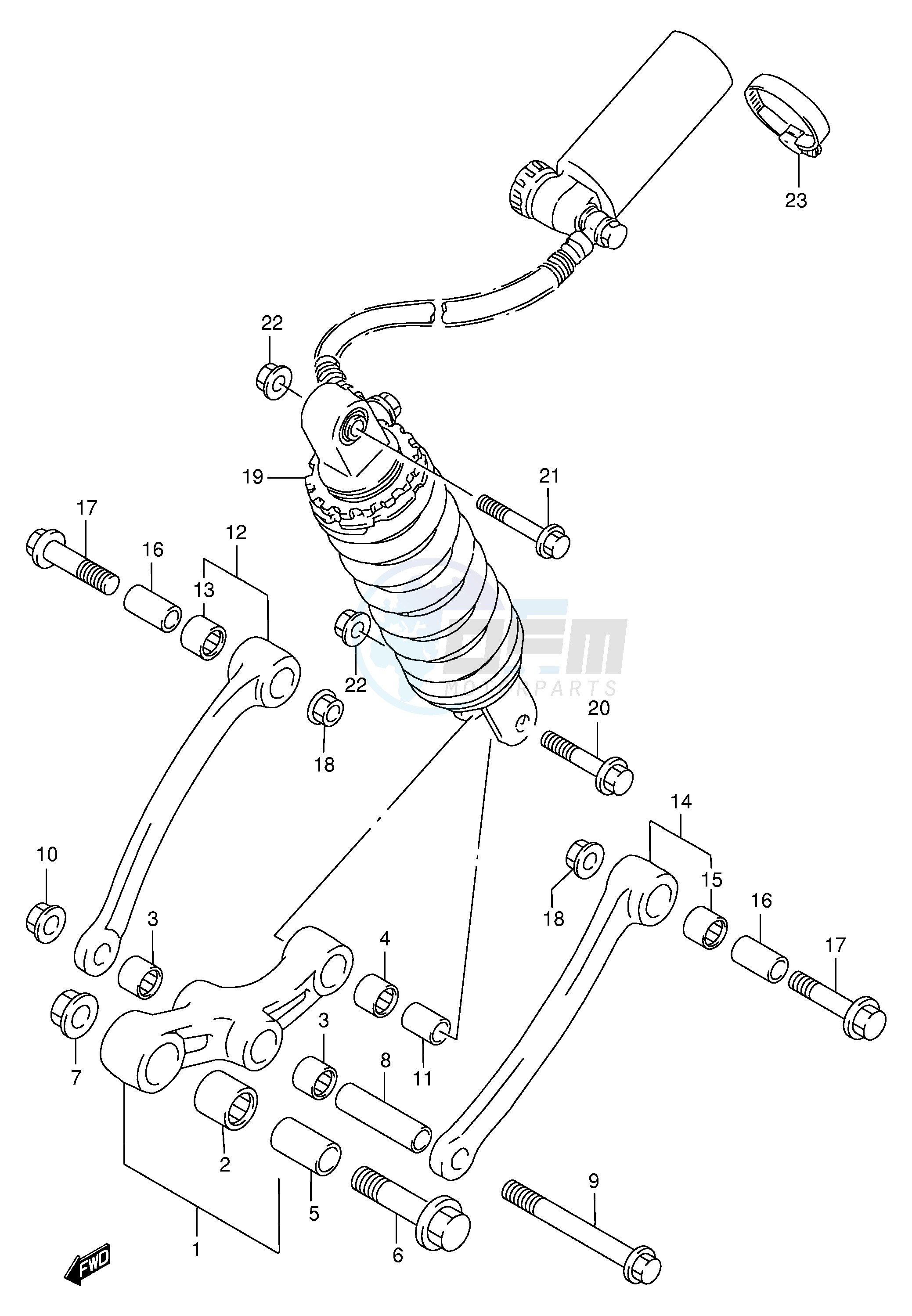 REAR CUSHION LEVER (E4,E18,E22,E25,E34,P37) blueprint