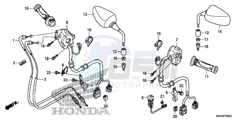 SWITCH/CABLE/MIRROR (VFR1200X) blueprint