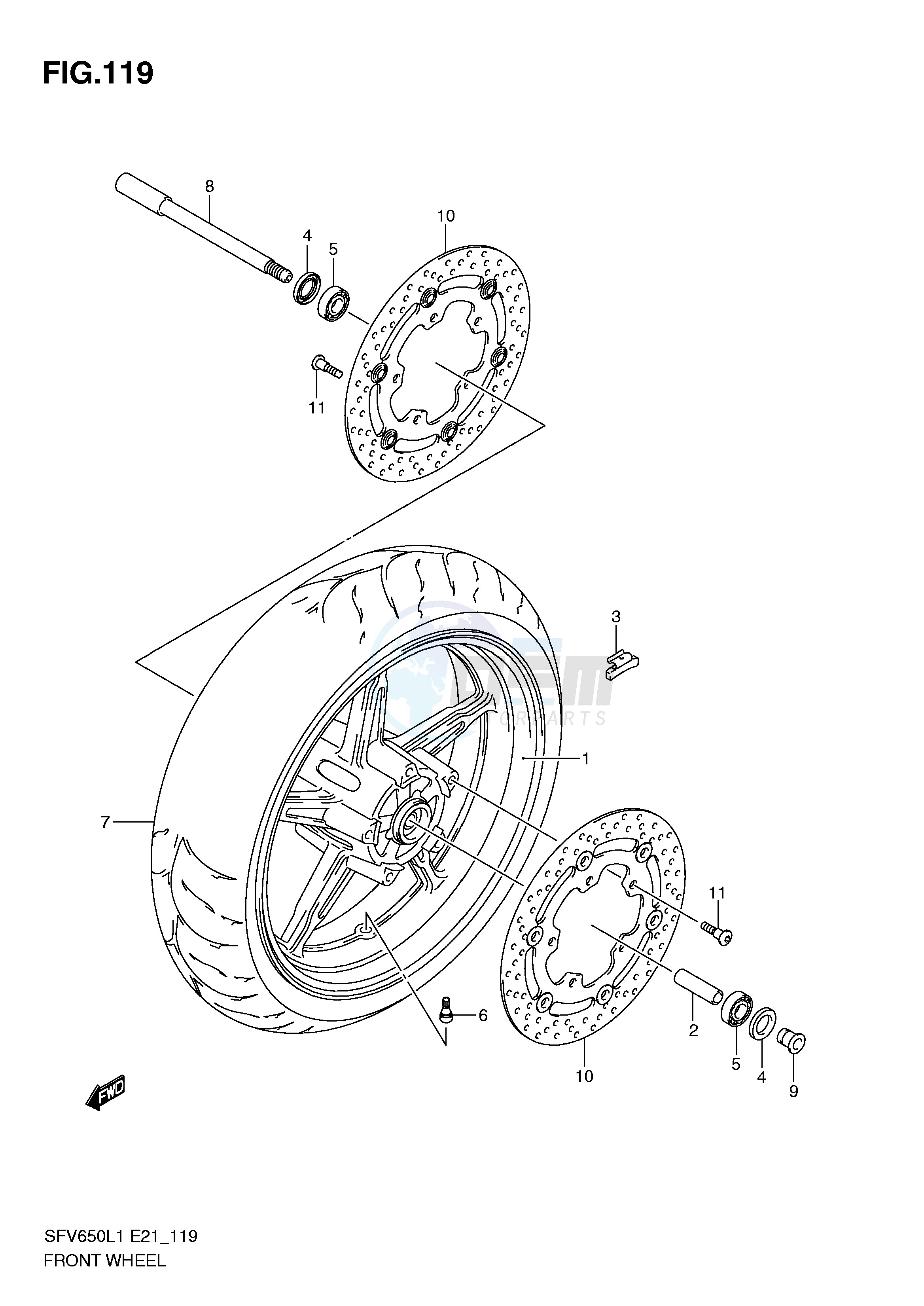 FRONT WHEEL (SFV650UL1 E21) image