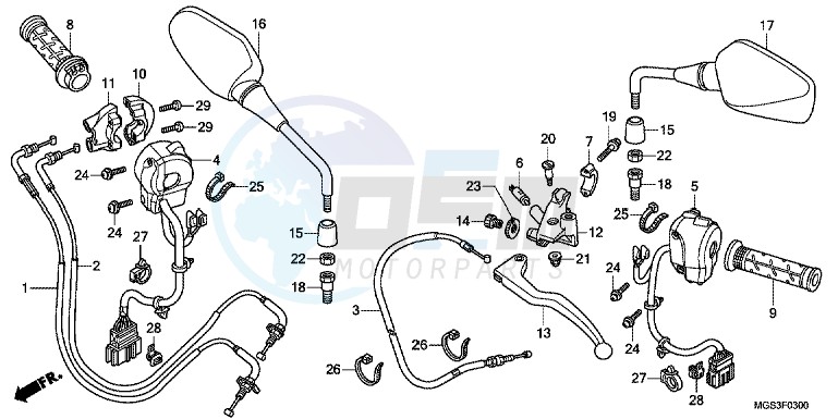 HANDLE LEVER/ SWITCH/ CABLE ( NC700X/ XA) blueprint