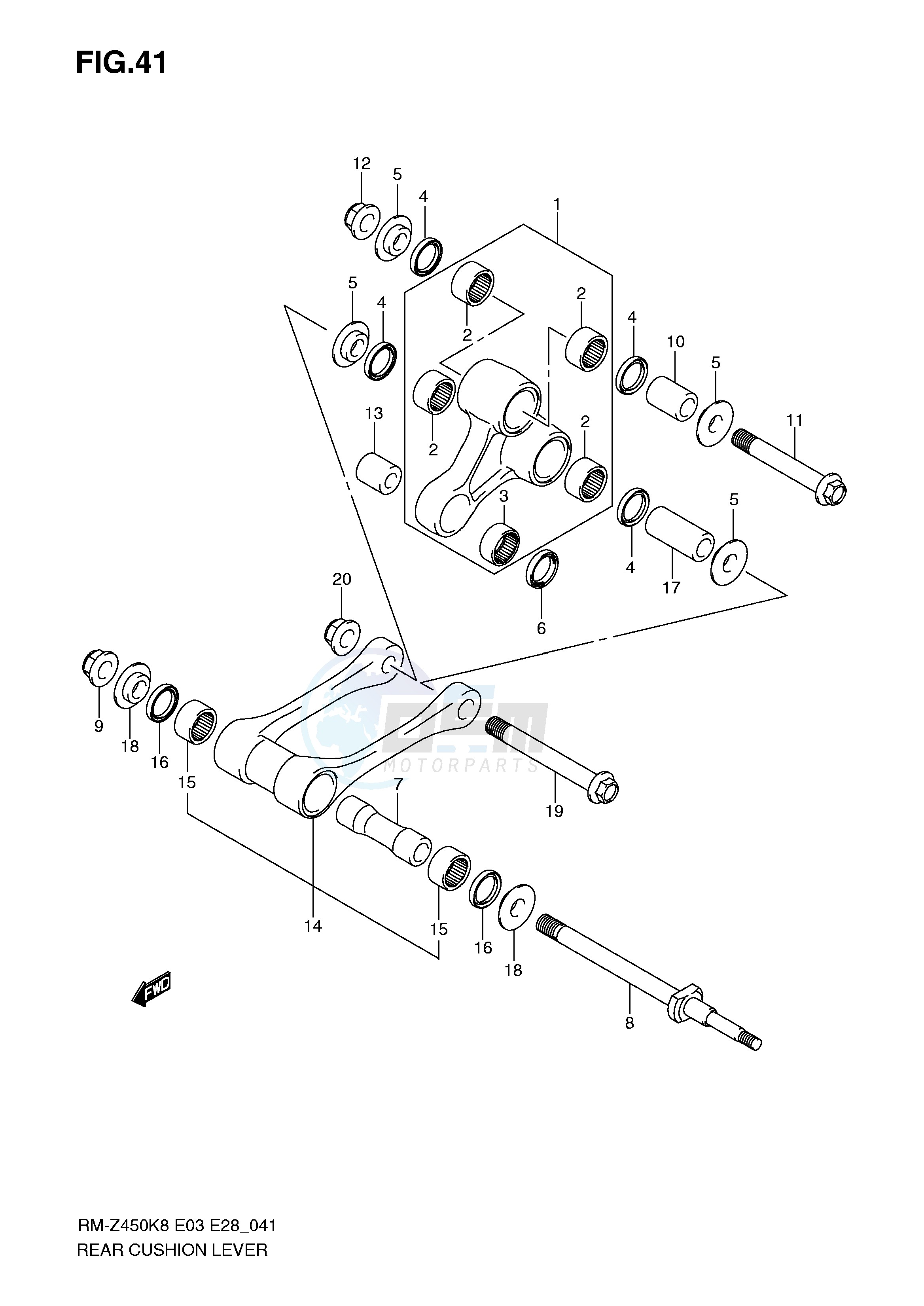 REAR CUSHION LEVER (RM-Z450K8 K9) blueprint