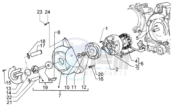Flywheel magneto-water pump blueprint