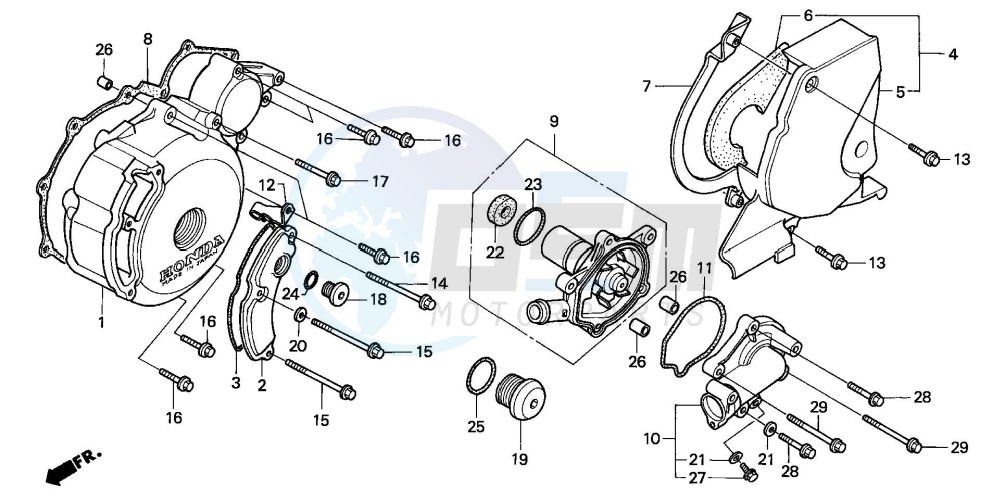 LEFT CRANKCASE COVER/ WATER PUMP image
