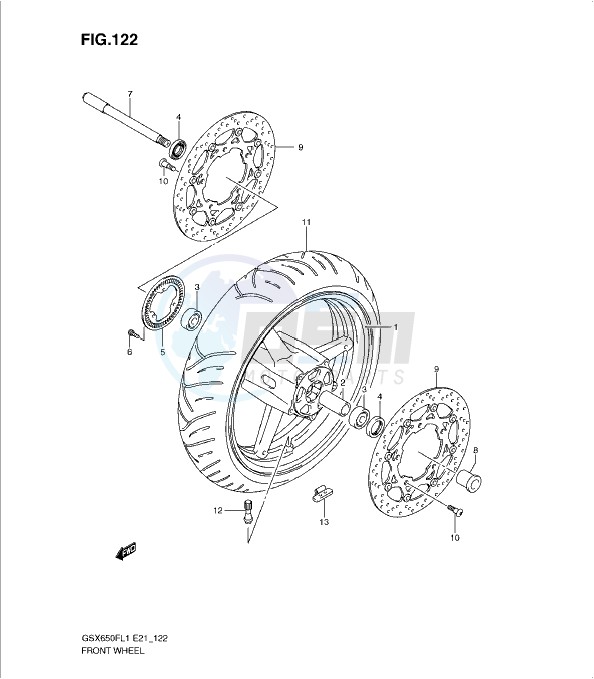 FRONT WHEEL (GSX650FUAL1 E21) image