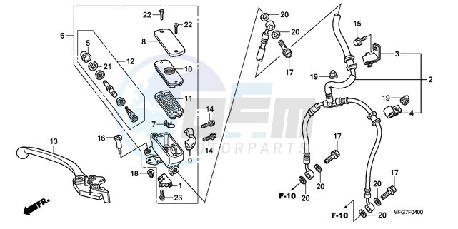 FR. BRAKE MASTER CYLINDER (CB600F/F3) blueprint