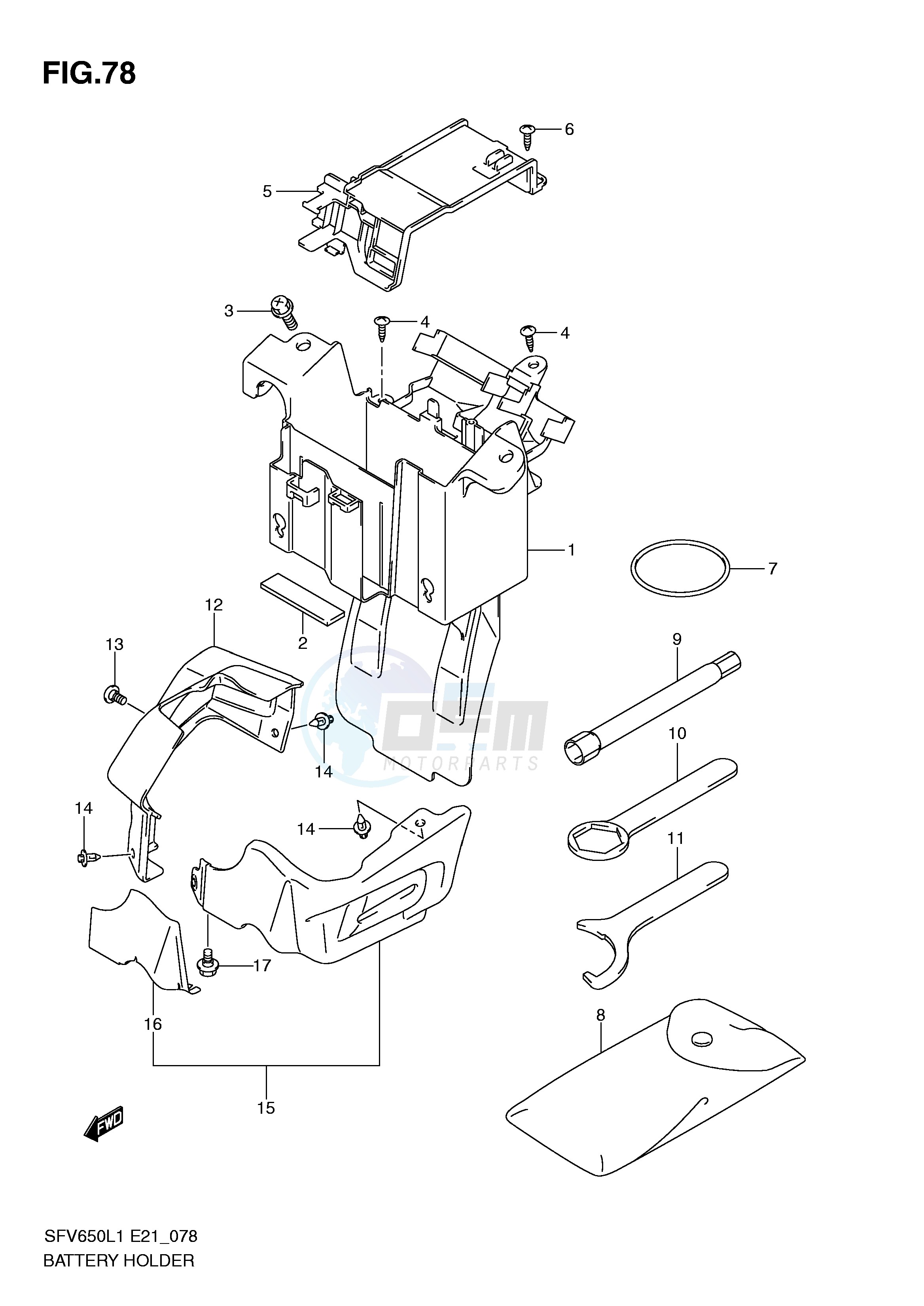 BATTERY HOLDER (SFV650AL1 E21) blueprint