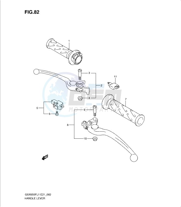 HANDLE LEVER (GSX650FUAL1 E21) blueprint