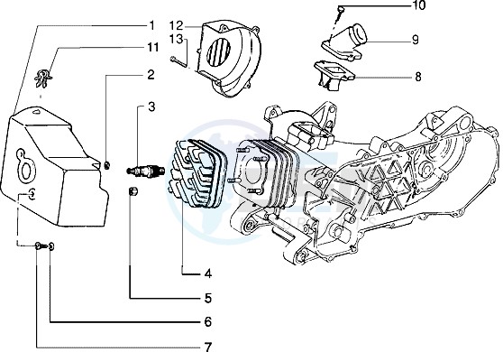 Cylinder head - Induction pipe (Vehicle with rear drum brake) blueprint