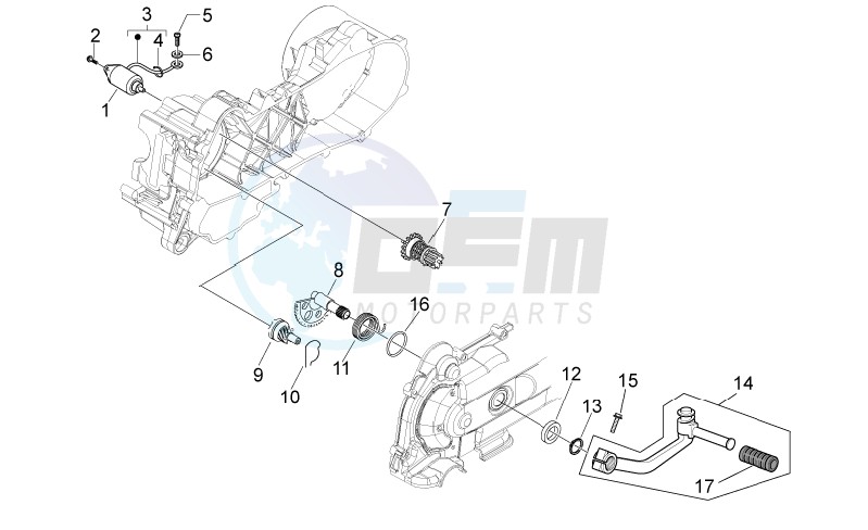 Kick-start gear/starter motor blueprint