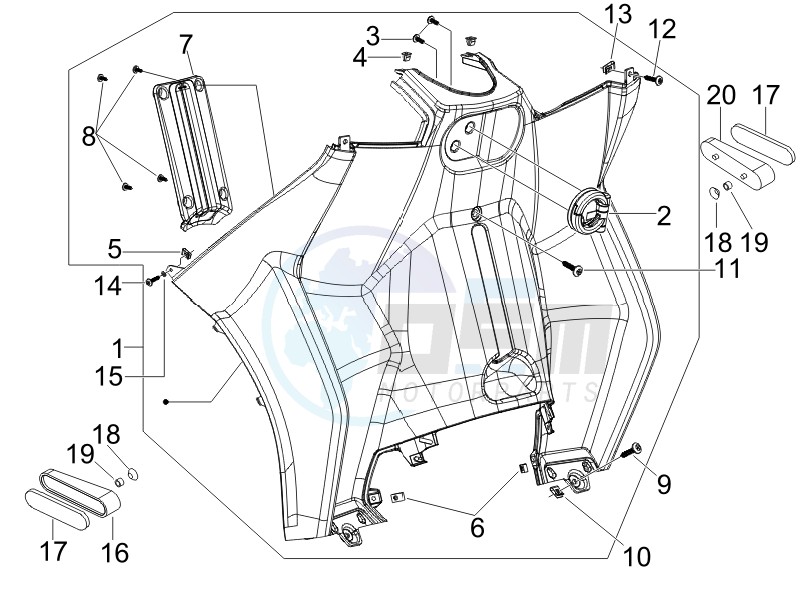 Front glove-box - Knee-guard panel blueprint