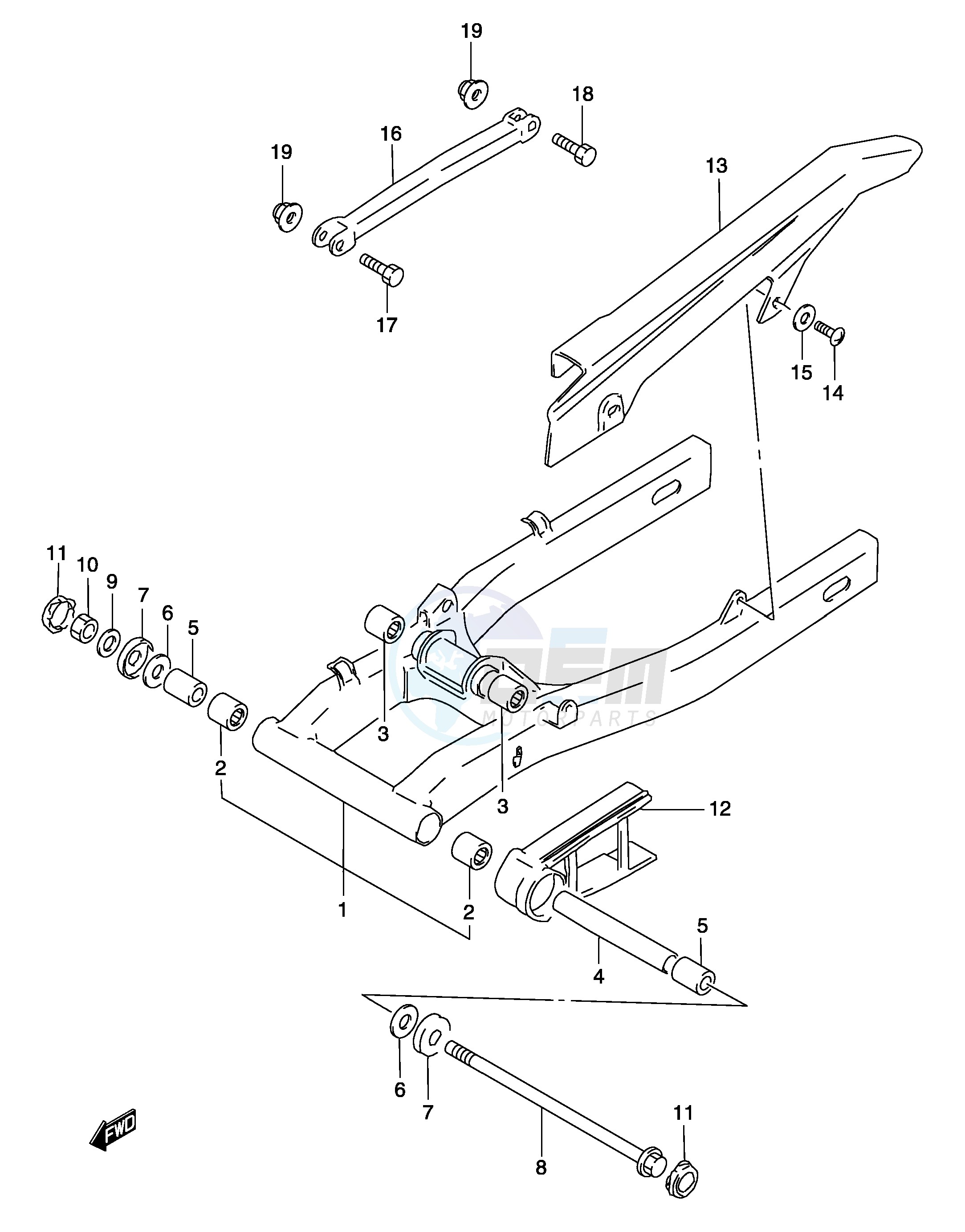 REAR SWINGING ARM (MODEL K3) blueprint