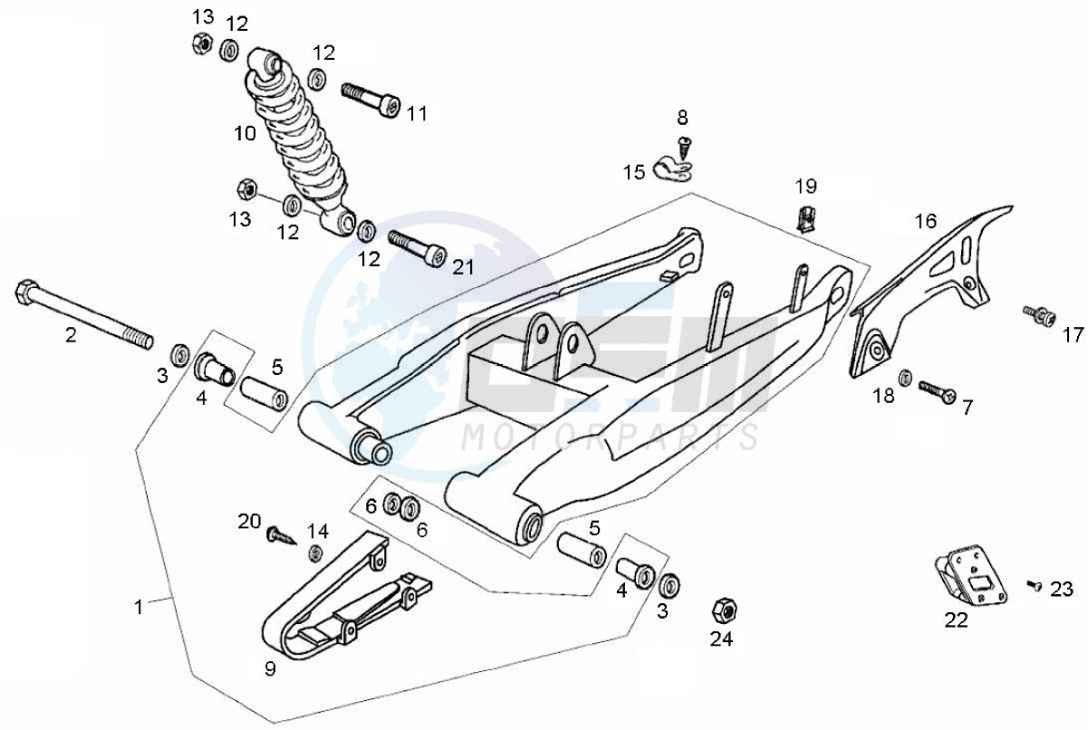 Shock absorber, rear (Positions) blueprint