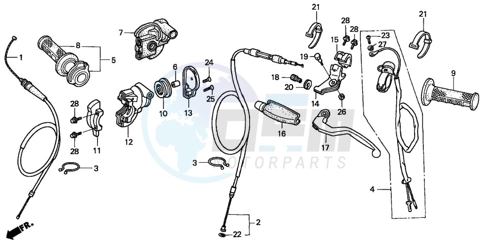 HANDLE LEVER/SWITCH/CABLE (CR125R2,3) blueprint