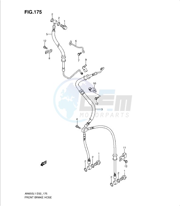 FRONT BRAKE HOSE (AN650AL1 E51) image