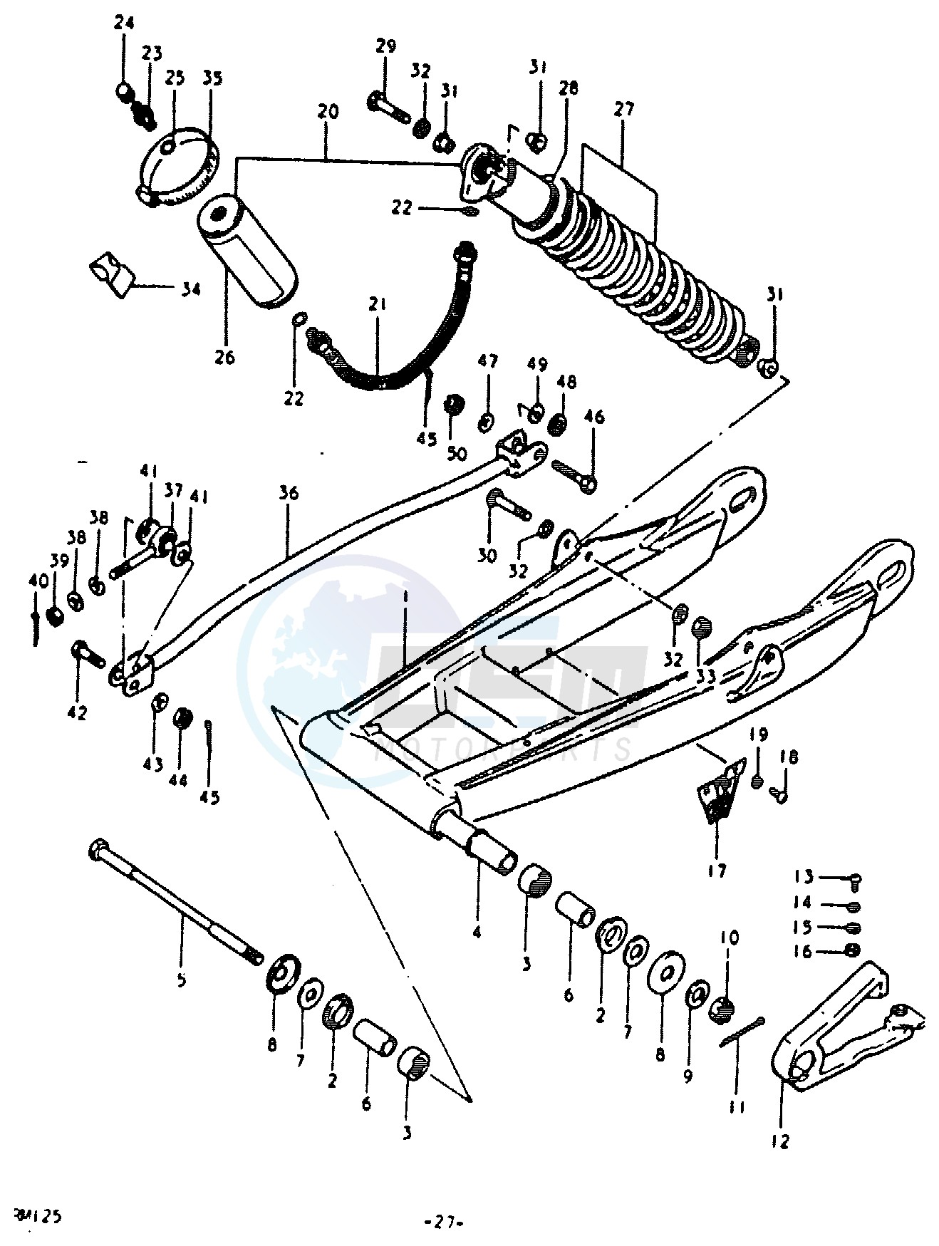 REAR SWINGING ARM (RM125T) blueprint