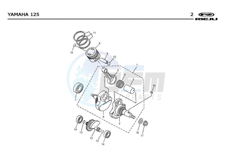 PISTON - CRANKSHAFT  Yamaha 125 4T EURO2 blueprint