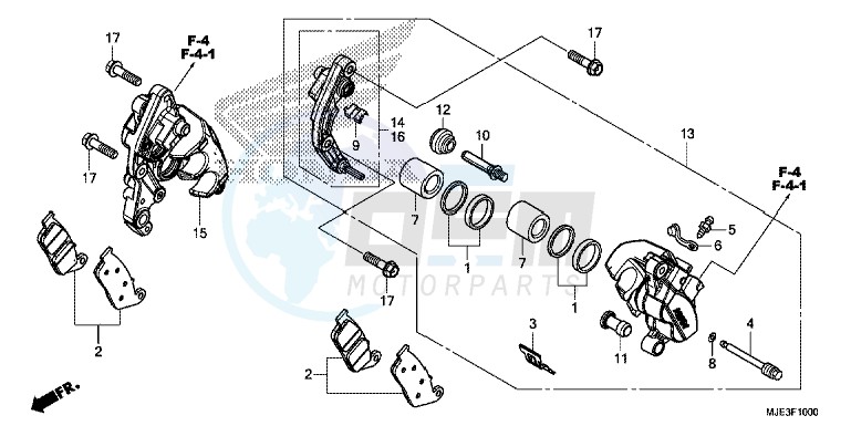 FRONT BRAKE CALIPER blueprint