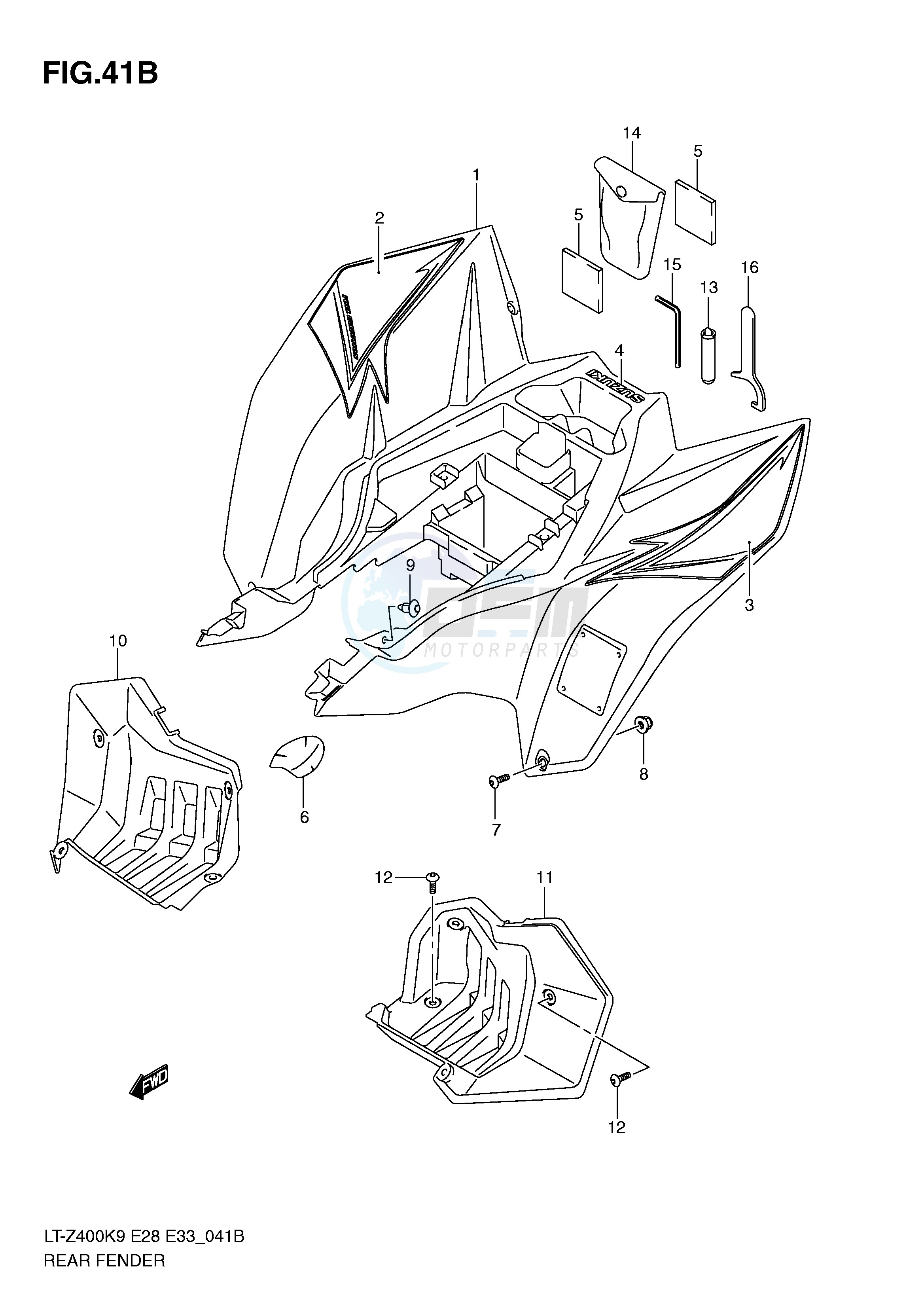 REAR FENDER (LT-Z400L0) blueprint