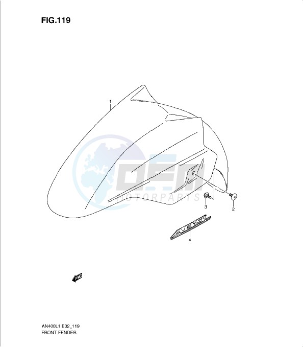 FRONT FENDER (AN400AL1 E19) blueprint