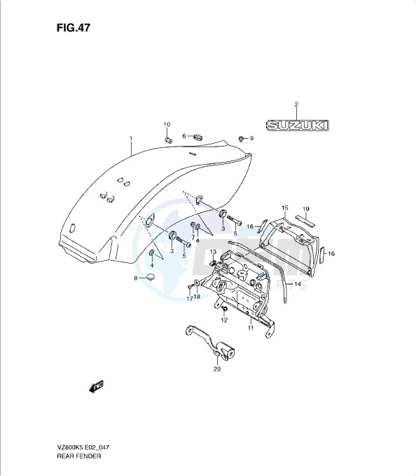 REAR FENDER (VZ800) blueprint