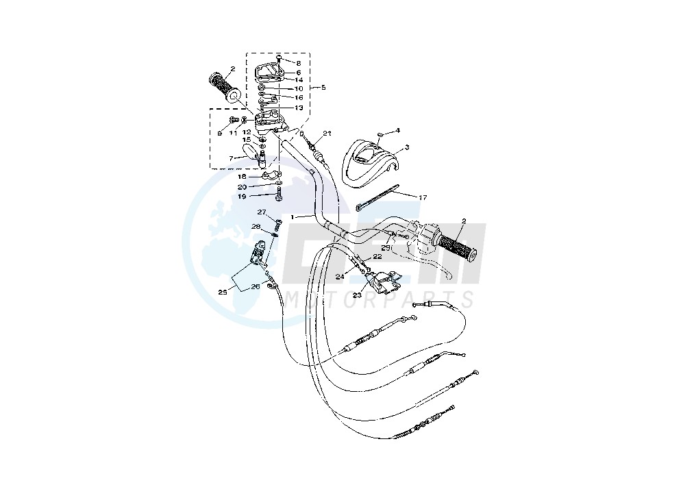 STEERING HANDLE , CABLE blueprint