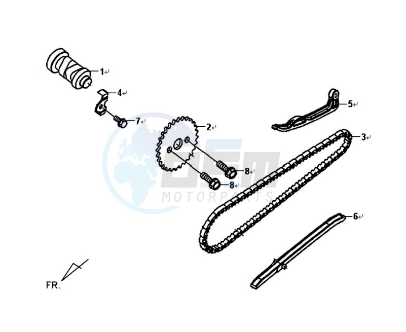 TIMING CHAIN / TENSIONER / GUIDE blueprint