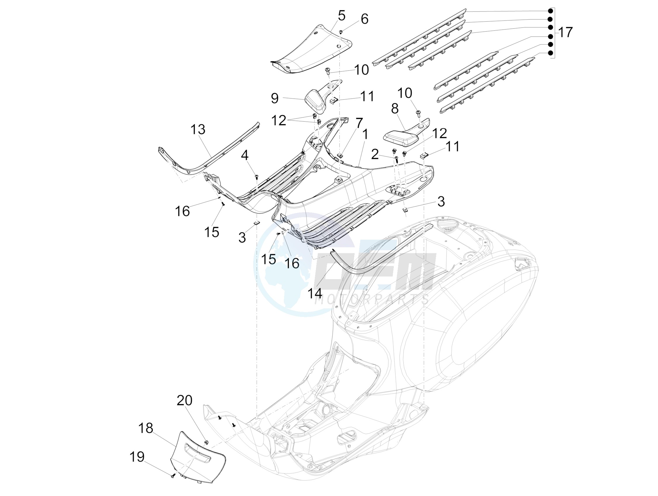 Central cover - Footrests image